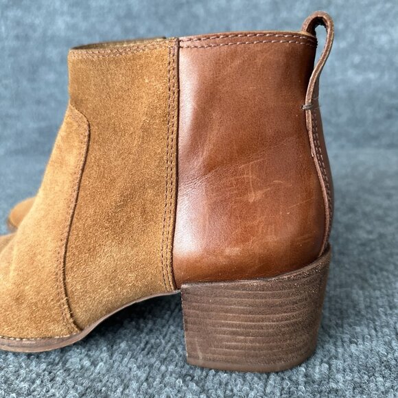 Madewell Asher Booties Womens 7 Brown Suede Leather Side Zip Heel Casual Boots - Picture 6 of 16